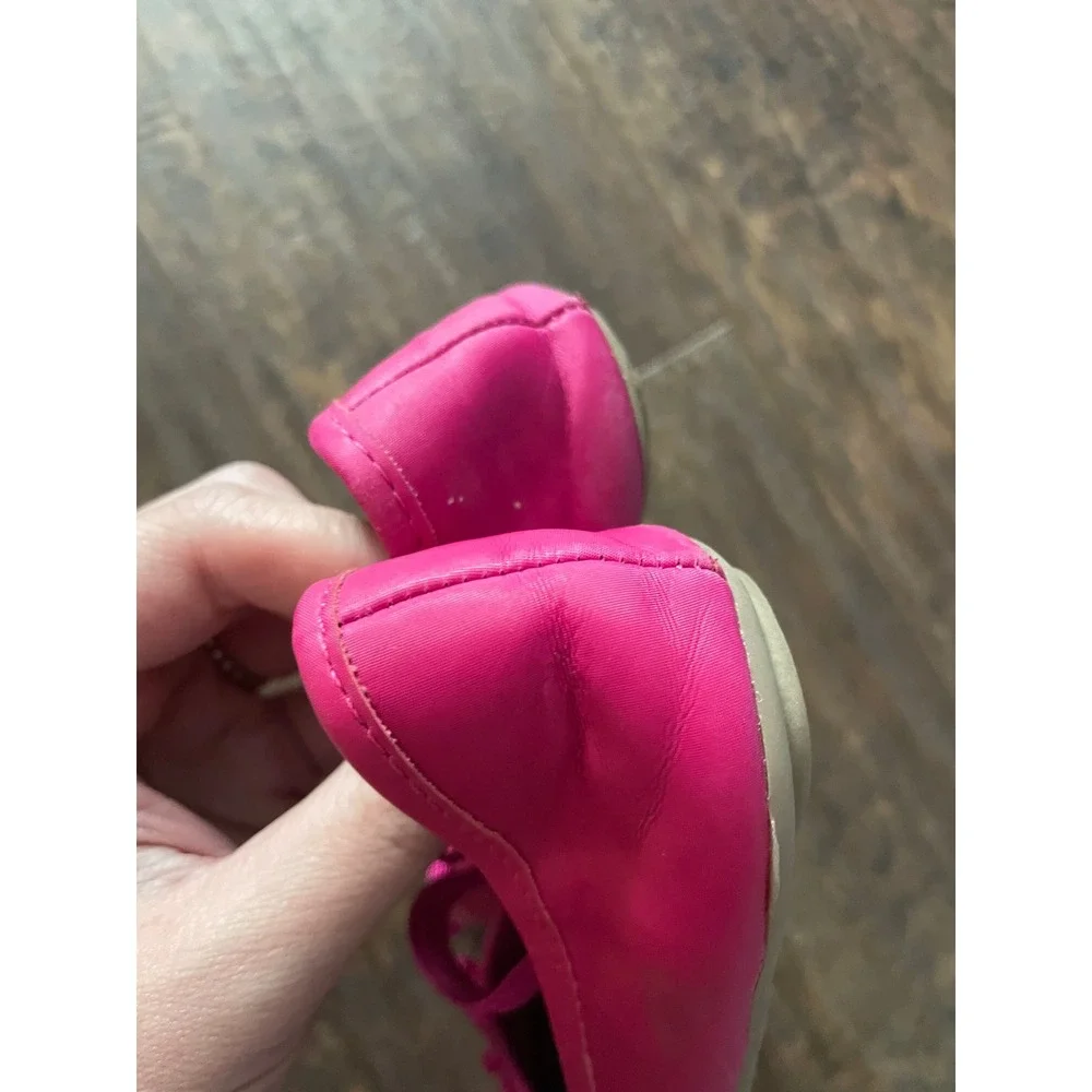 Zoe & Zac Ballet Flats Girls Size 12 Pink Bow Elastic Strap Dress Shoes